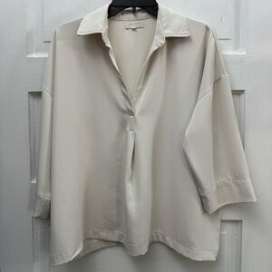 Melloday Popover V Neck Blouse Womens M Cream